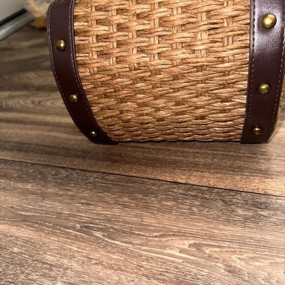 Womens Straw Handbag Shoulder Bag for Beach Travel and Everyday Use Dark Brown - Picture 6 of 11